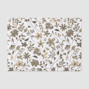 Papier Mousseline Sépia tonique Vintage Floral Print