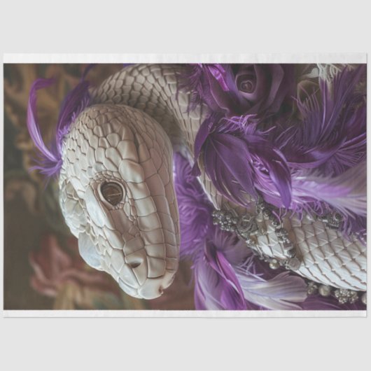 Papier Mousseline Séraphine du serpent blanc Plumes de Boa Découpage (Recto)