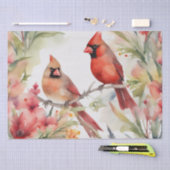 Papier Mousseline "Sérénade cardinale : une découpage d'aquarelle fl (Artisanat)