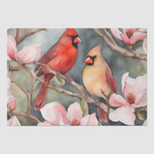 Papier Mousseline "Sérénade cardinale : une découpage d'aquarelle fl