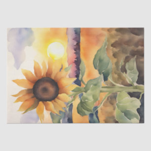 Papier Mousseline Sérénade de tournesol en aquarelle
