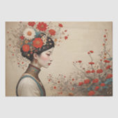 Papier Mousseline Sérénité des fleurs rouges - Découpage - (Recto)