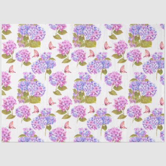 Papier Mousseline Série aquarelle d'hortensia Design 13 (Recto)