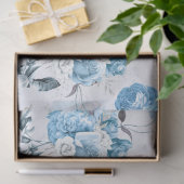 Papier Mousseline Série de conception florale bleue 2 (Cadeau)