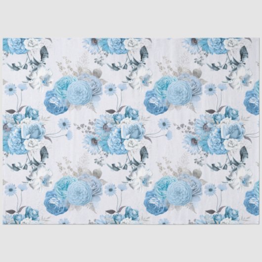 Papier Mousseline Série de conception florale bleue 2 (Recto)