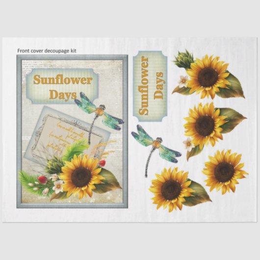 Papier Mousseline Série de tournesols et libellules Conception 9 (Recto)