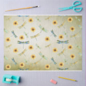Papier Mousseline Série de tournesols et libellules Design 6 (Artisanat)