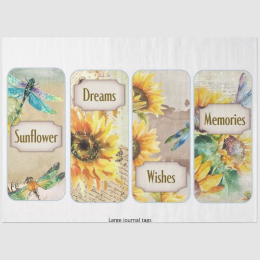 Papier Mousseline Série de tournesols et libellules Design 7 (Recto)