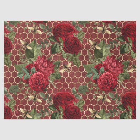 Papier Mousseline Série Red Rose Bee Design 45 (Recto)