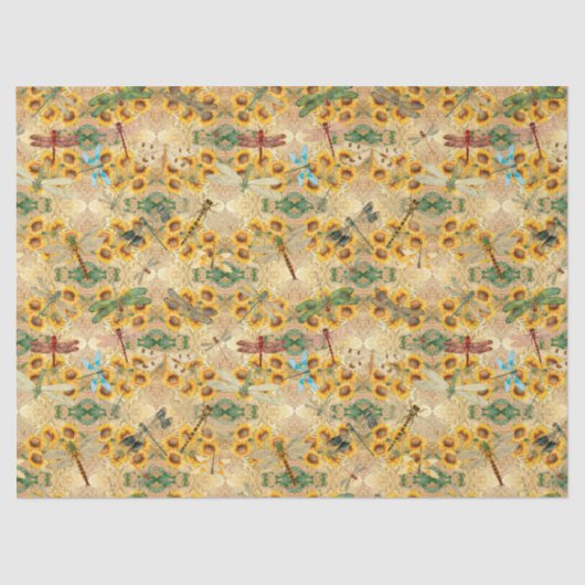 Papier Mousseline Série Sunflower et Dragonflies Design 1 (Recto)