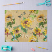 Papier Mousseline Série Sunflower et Dragonflies Design 2 (Artisanat)