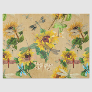 Papier Mousseline Série Sunflower et Dragonflies Design 2