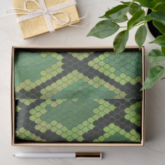 Papier Mousseline Serpent noir et vert (Cadeau)