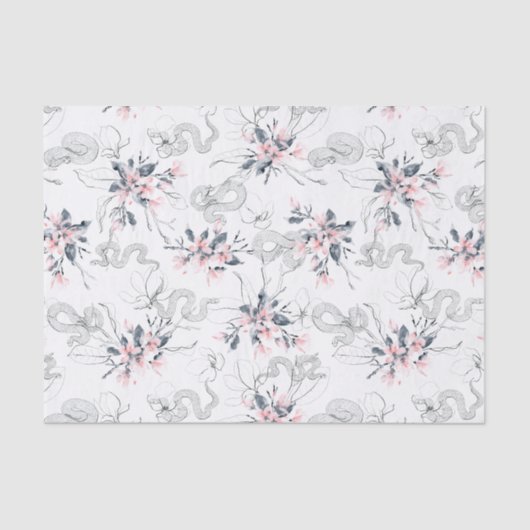 Papier Mousseline Serpents et fleurs abstraites de cornouiller de (Recto)