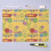 Papier Mousseline Seventies hippie motif carrelé papier de tissu (Artisanat)