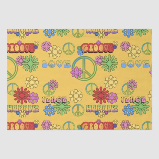 Papier Mousseline Seventies hippie motif carrelé papier de tissu (Recto)