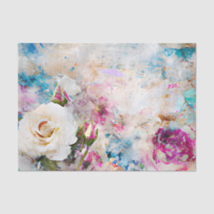 Papier Mousseline Shabby Chic Aquarelle Florale