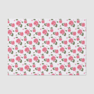 Papier Mousseline Shabby Chic Aquarelle Rose Rose Rose Design Floral