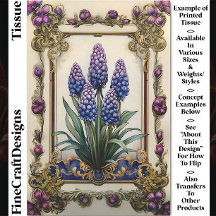 Papier Mousseline Shabby Chic Bleu Violet Hyacinthe DA3 Découpage