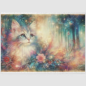 Papier Mousseline Shabby Chic Cat Among Wildflowers Decoupage (Recto)