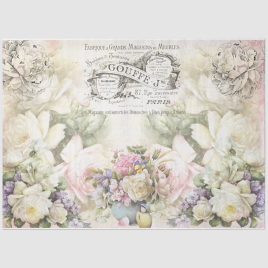 Papier Mousseline Shabby Chic Collage Series Design 3 (Recto)