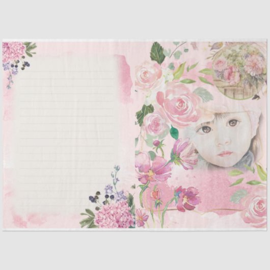 Papier Mousseline Shabby Chic Écriture Série Design 1 (Recto)