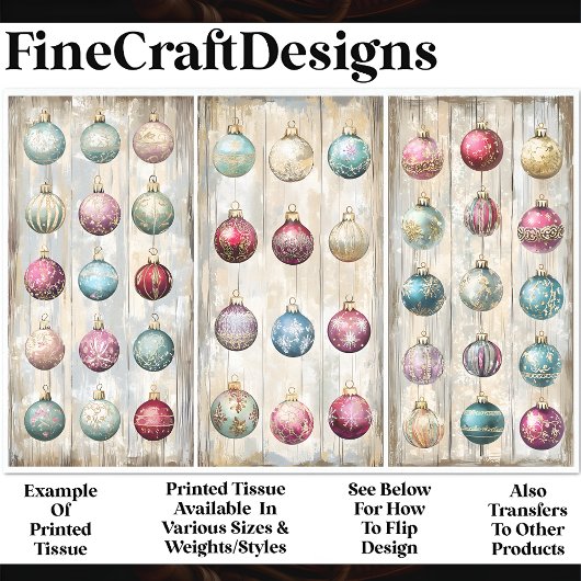 Papier Mousseline Shabby Chic Festif Bauble Ornements AN1 Découpage