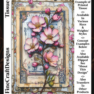 Papier Mousseline Shabby Chic Fleur de Cerisier DA2L Découpage