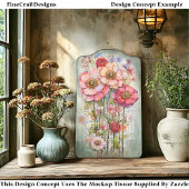 Papier Mousseline Shabby Chic Floral Ephemera rose Rouge S7L Découpa