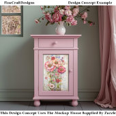 Papier Mousseline Shabby Chic Floral Ephemera rose Rouge S7L Découpa