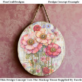 Papier Mousseline Shabby Chic Floral Ephemera rose Rouge S7L Découpa
