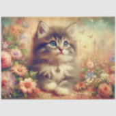 Papier Mousseline Shabby Chic Kitten Wildflower DIY Craft Decoupage (Recto)