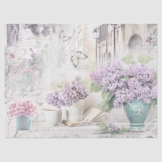 Papier Mousseline Shabby Chic Lilac Series Design 17 (Recto)