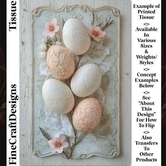 Papier Mousseline Shabby Chic, OEufs de Pâques de Pêche d'ivoire CL8