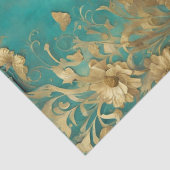 Papier Mousseline Shabby Chic Pagode Florale Turquoise (Détail)