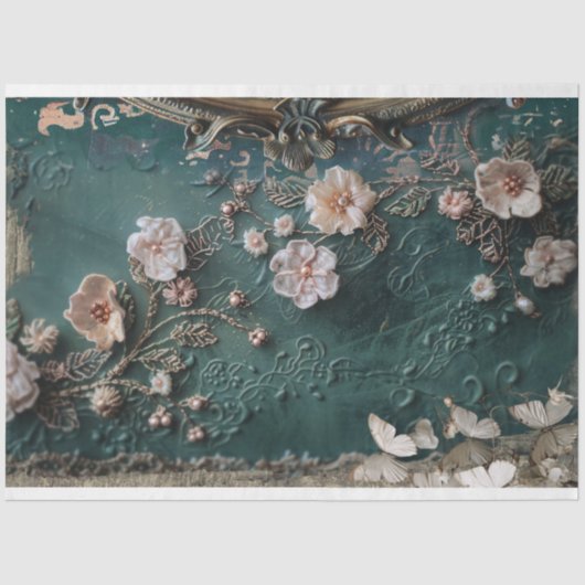 Papier Mousseline Shabby Chic, Papillon & Floral Conception de média (Recto)