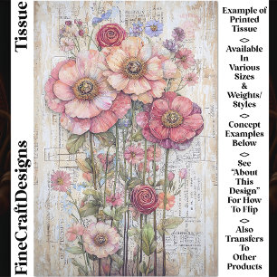 Papier Mousseline Shabby Chic Pastel Floral Collage CS5 Découpage