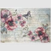 Papier Mousseline Shabby Chic Pink Poppies & Papillon Decoupage (Recto)