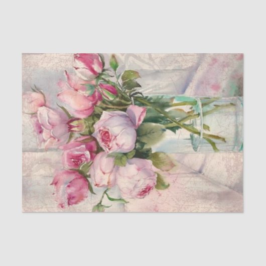 Papier Mousseline Shabby Chic Rose Series Design 14 (Recto)