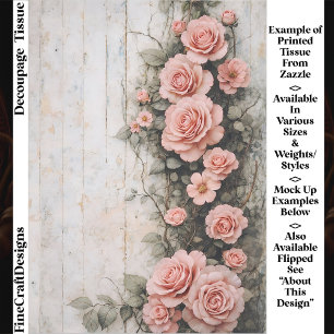 Papier Mousseline Shabby Chic Roses Grimpantes Roses FD8R Découpage