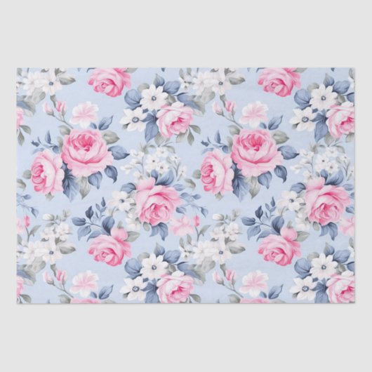 Papier Mousseline Shabby Chic Roses Roses Roses Roses Simples Motif (Recto)
