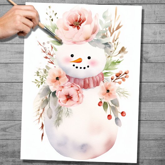 Papier Mousseline Shabby Chic Snowman 2 papier découpage