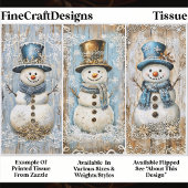 Papier Mousseline Shabby Chic Snowmen Blue Gold EL8L Decoupage