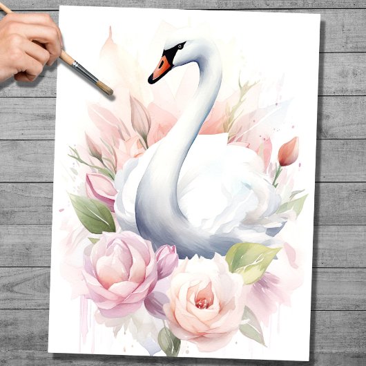 Papier Mousseline Shabby Chic Swan 2 Découpage papier