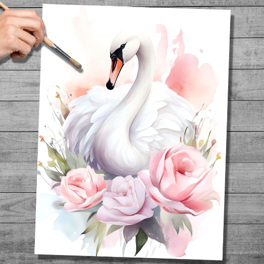 Papier Mousseline Shabby Chic Swan 4 Découpage papier
