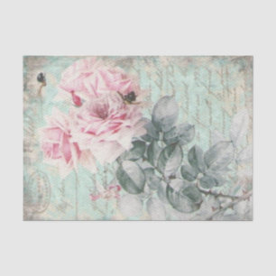 Papier Mousseline Shabby Chic Vintage Français Rose Floral