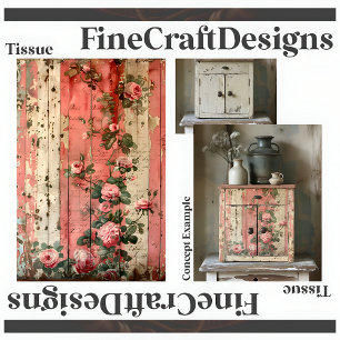 Papier Mousseline Shabby Chic Vintage Roses Roses Découpe Droite 164