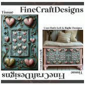 Papier Mousseline Shabby Coeurs Chic + Vins Découpage Gauche 158