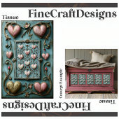 Papier Mousseline Shabby Coeurs Chic + Vins Découpage Gauche 158