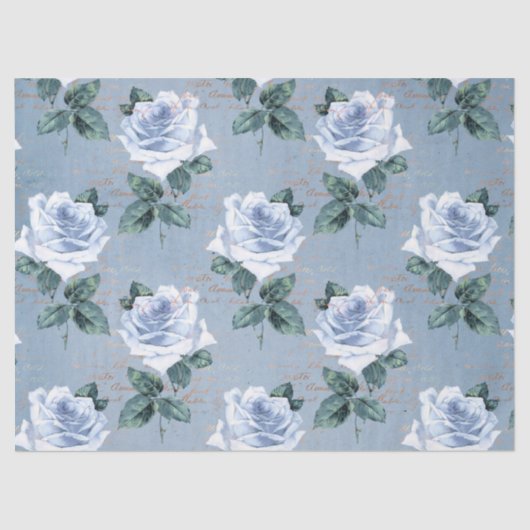 Papier Mousseline Shabby Floral Blue Series Design 1 (Recto)